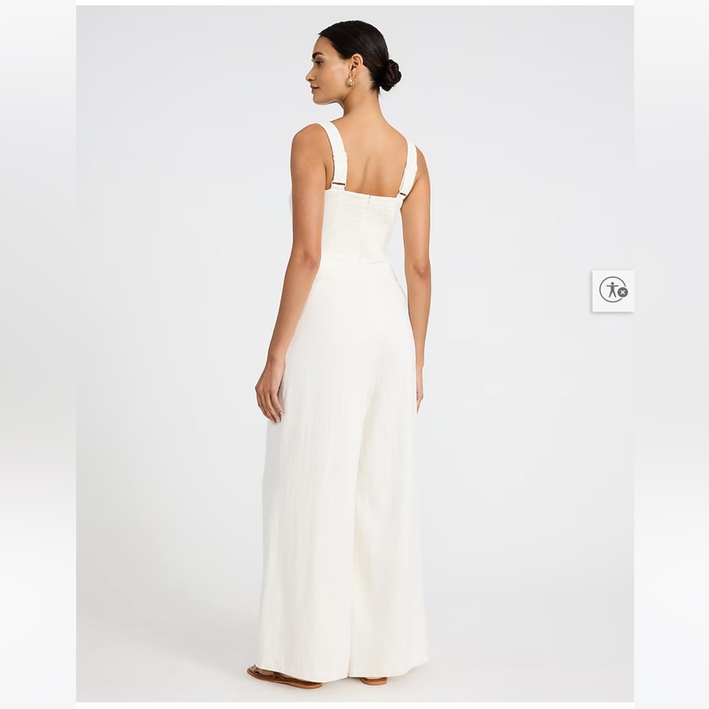 Express Cream Wide-Leg Sleeveless Jumpsuit - Picture 3 of 4
